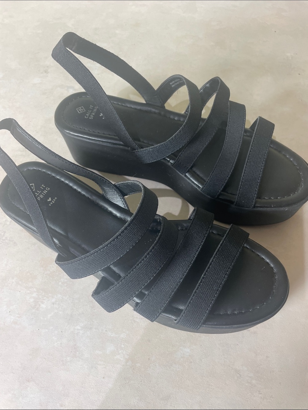 Call It Spring Black Strappy Platform Sandals Size 7.5